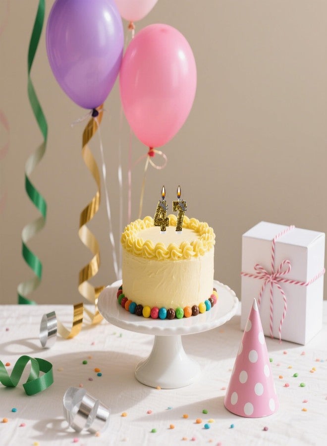AOOLADA 47 & 74 Birthday Candle, 47th & 74th Cake Candles, Number 47 & 74 Birthday Candles for Cake Topper Decoration, Gold - Image 3